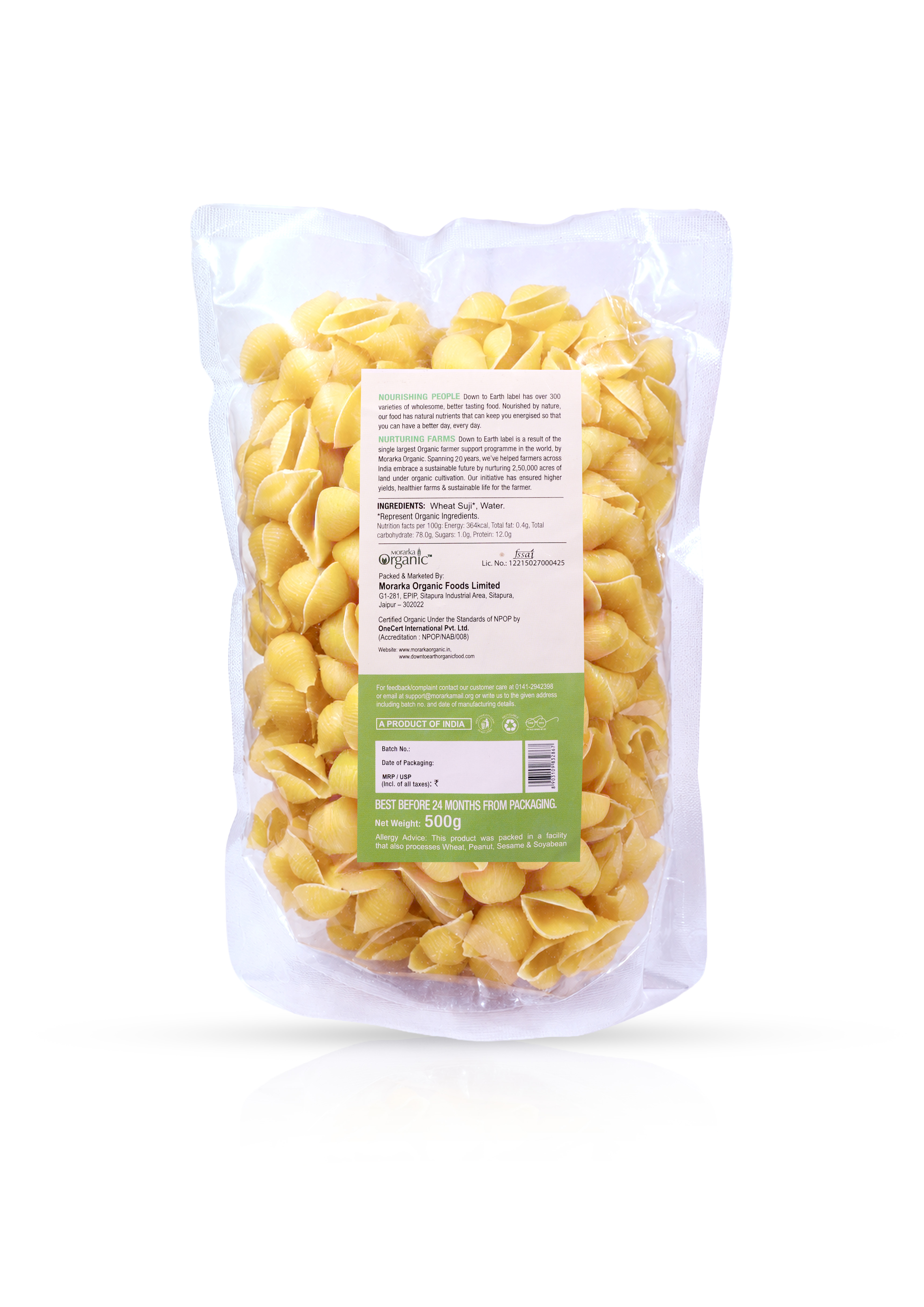 Organic Conchiglie Wheat Pasta